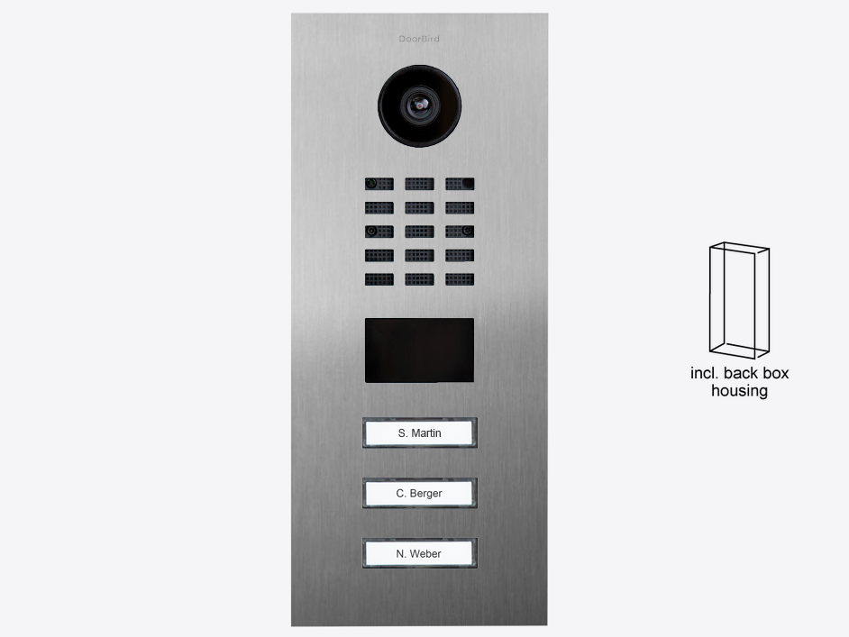 D2203V Surface-mount IP Video Intercom — Stainless steel V2A, brushed