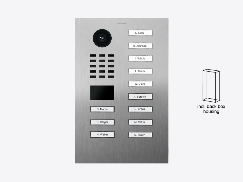 D2212V Flush-mount IP Video Intercom — Stainless steel V2A, brushed