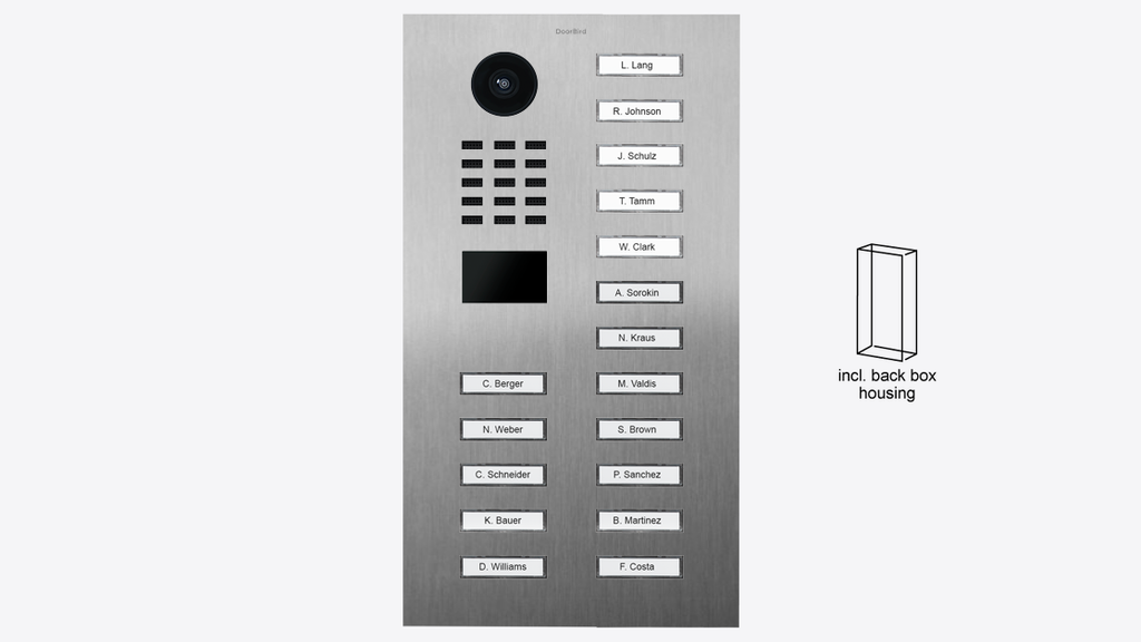 D2217V Surface-mount IP Video Intercom — Stainless steel V2A, brushed