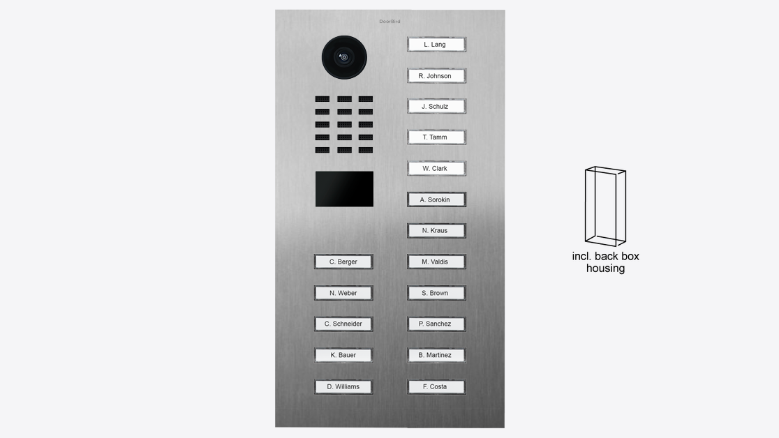 D2217V Surface-mount IP Video Intercom — Stainless steel V2A, brushed